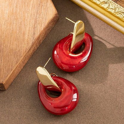 Retro Geometric Resin Drop Earrings Stylish Statement Earrings For Women