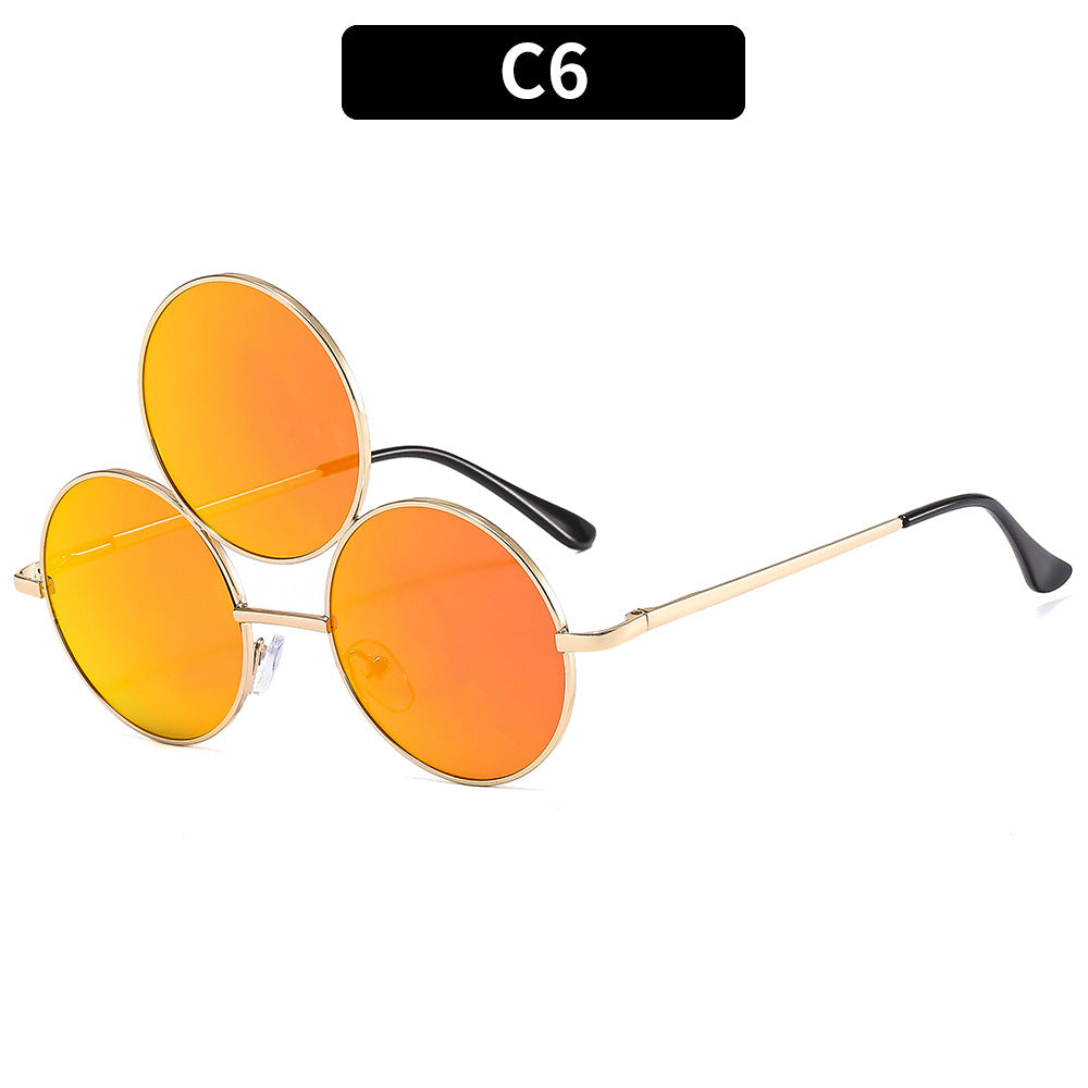 Trendy Round Sunglasses with Unique Double Ring Design