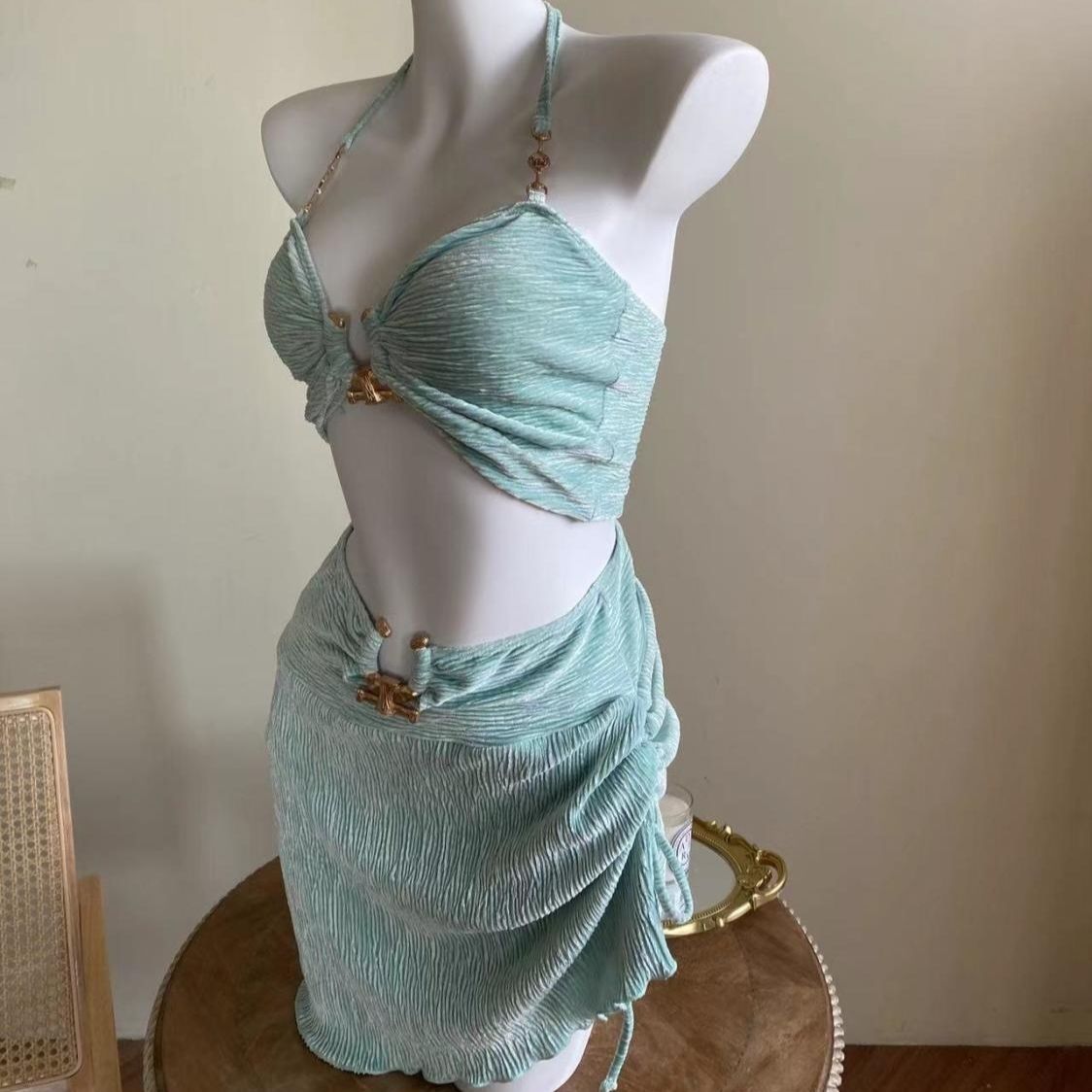 Secy - Light Blue Bikini Three-Piece Set