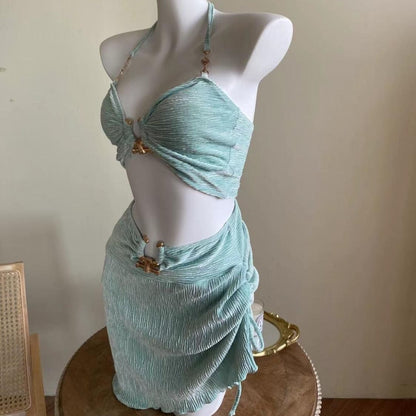 Secy - Light Blue Bikini Three-Piece Set