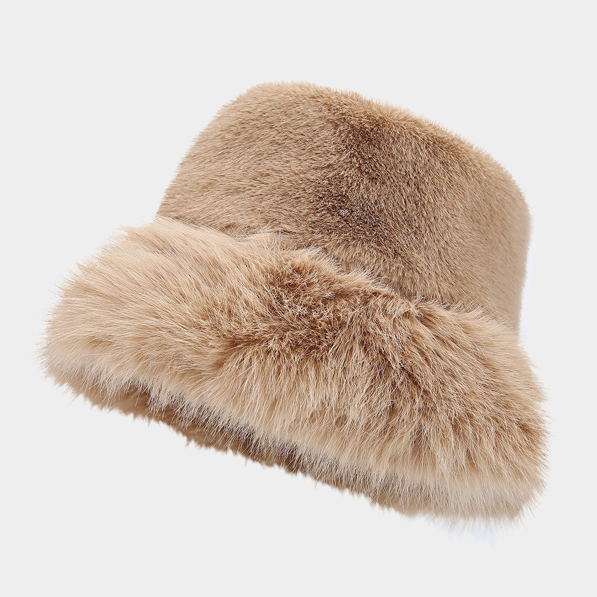 Simple Fluffy Faux Fur Thermal Bucket Hat
