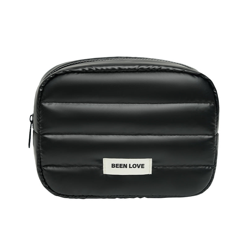 Solid Color Puffer Portable Cosmetic Bag