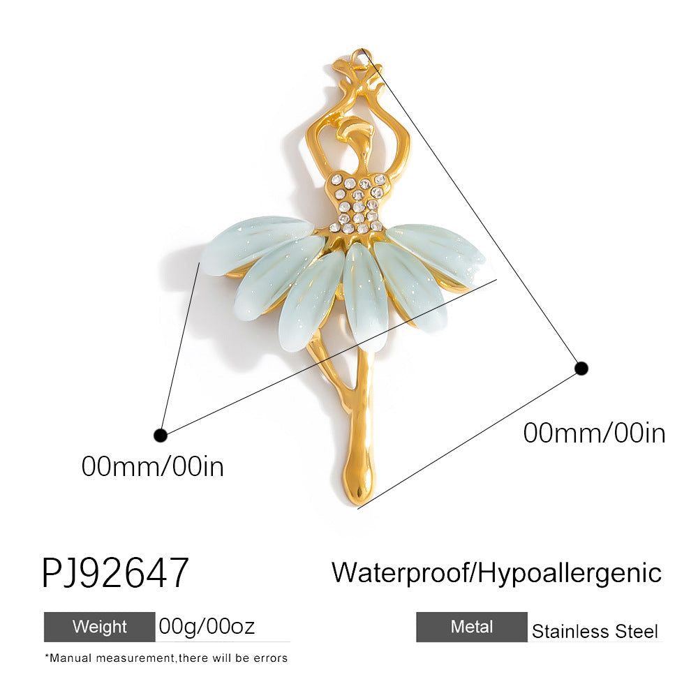Colorful Oil-Drop Fish Heart Pendant Steel DIY Jewelry Accessories