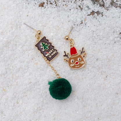 New Holiday Accessories Colorful Funny Christmas Earrings Female Autumn And Winter Wool Ball Earrings