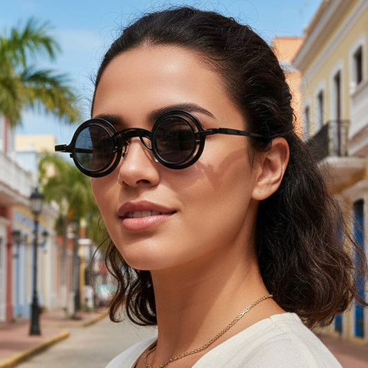 Retro Round Metal Sunglasses Fashionable UV400 Protection