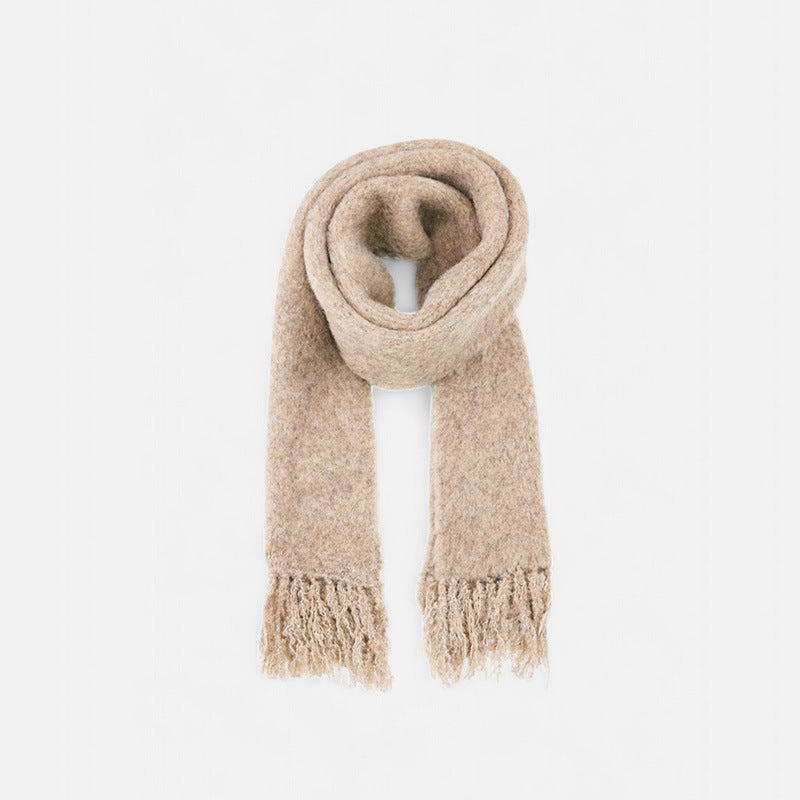 Solid Color Knitted Scarf for Women