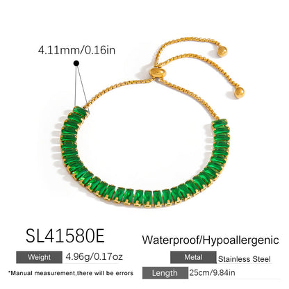Geometric Stainless Steel Bracelet Colorful 18K Gold Plated Jewelry