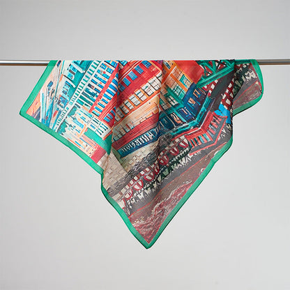 Flower Print Breathable Soft Silk Scarf