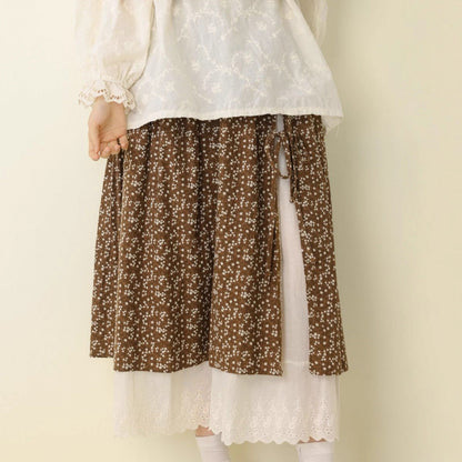 Artistic Printed A-Line Skirt with Tie Detail