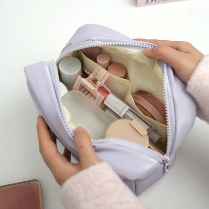 Solid Color Puffer Portable Cosmetic Bag