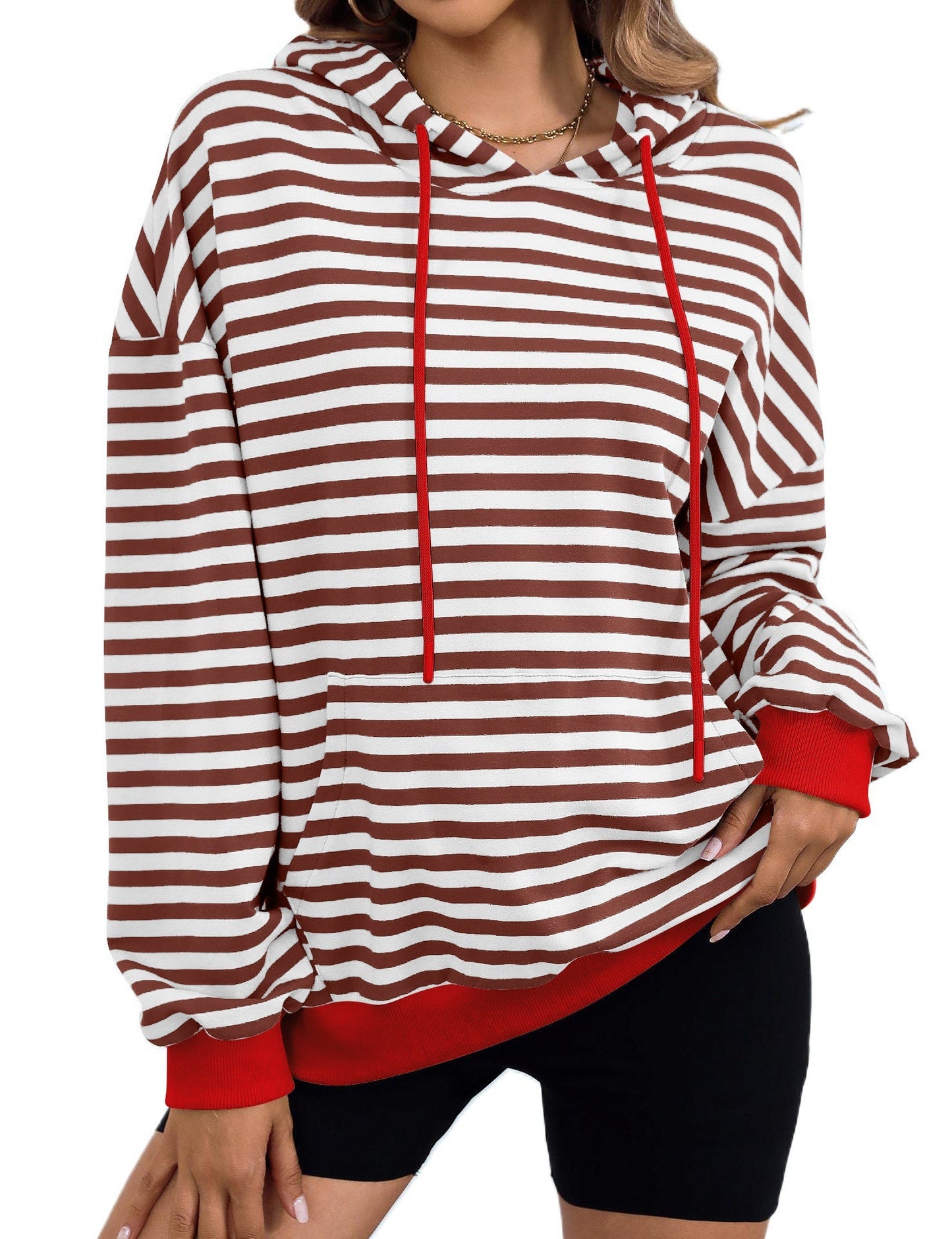 Color Block Striped Hooded Hoodies