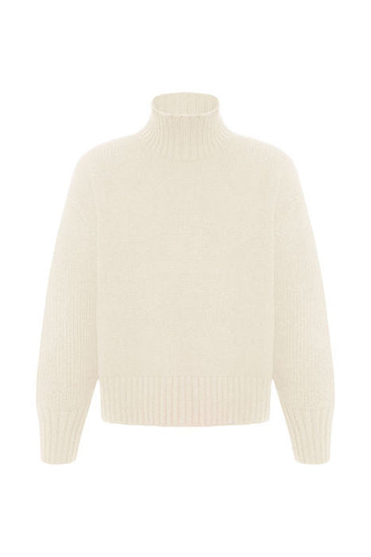 Fall Mock Neck Ribbed Knit Oversized Sweater