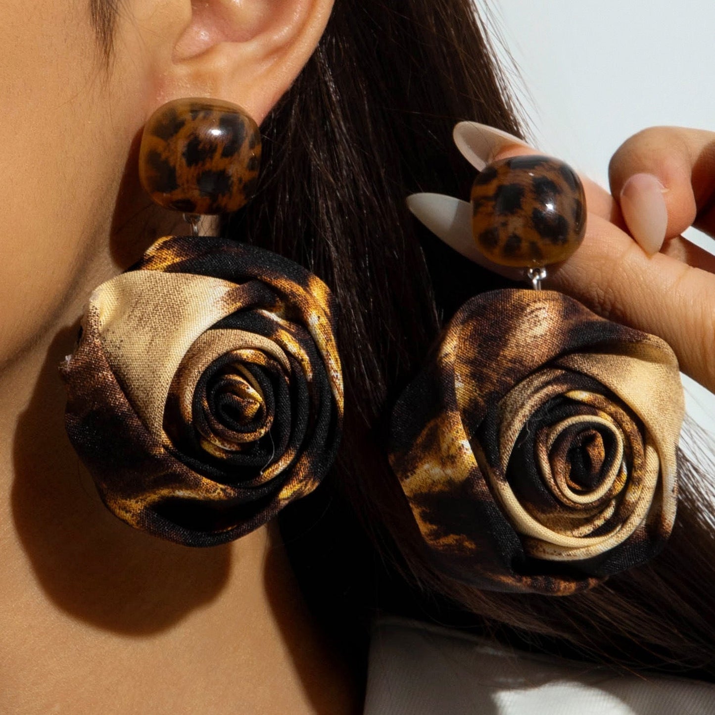 Geometric Leopard Print Resin Drop Earrings For Women