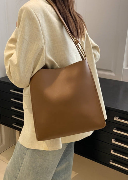 Structured PU Leather Tote With Shoulder Strap
