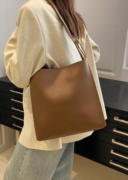 Structured PU Leather Tote With Shoulder Strap
