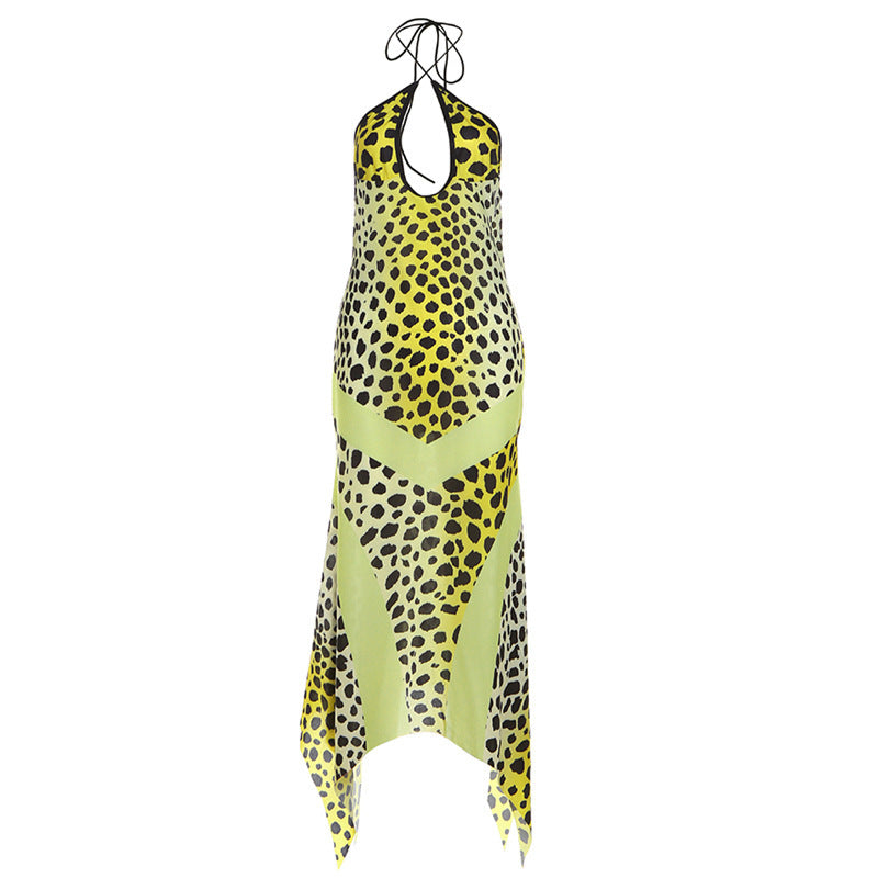 Sleeveless Printed Bodycon Dress With Backless Detail