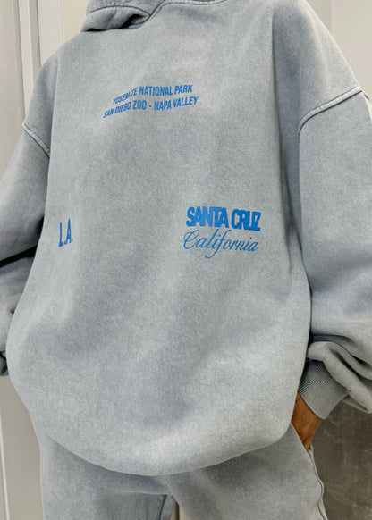 Oversized Cotton Hoodie And Wide Leg Sweatpants Set