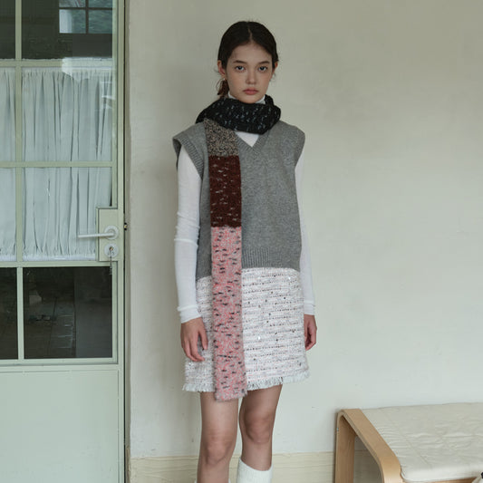 Color Block Knitted Scarf Soft Acrylic Thick Comfortable