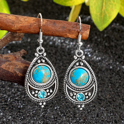 Trendy Ethnic Style Colorful Turquoise Drop Earrings
