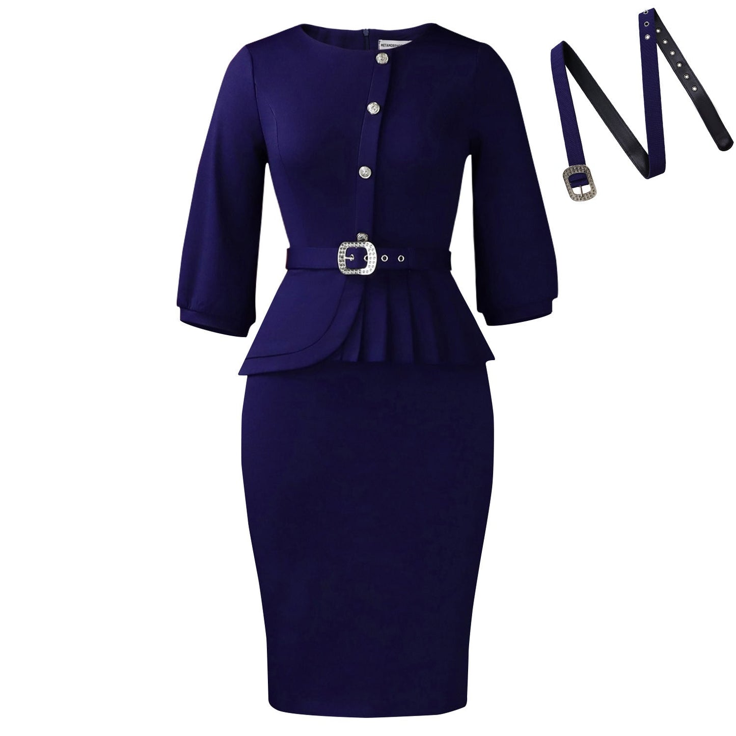 Elegant Ruched Bodycon Dress With Ruffled Neckline