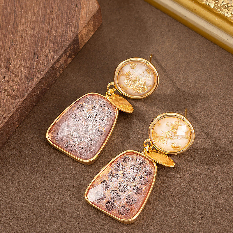 Chic Geometric Resin Drop Earrings With Silver Needle