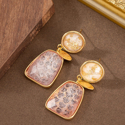 Chic Geometric Resin Drop Earrings With Silver Needle