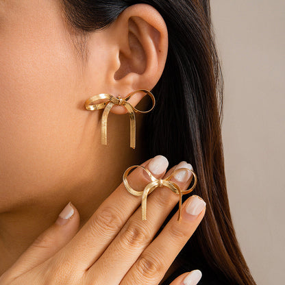 Bow Earring Butterfly Knot Stud Earrings Trendy Metal Design