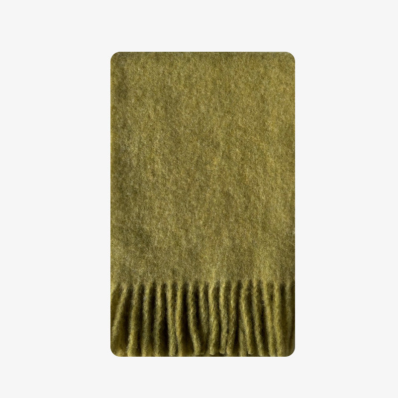 Winter Solid Color Thick Tassel Wool Scarf