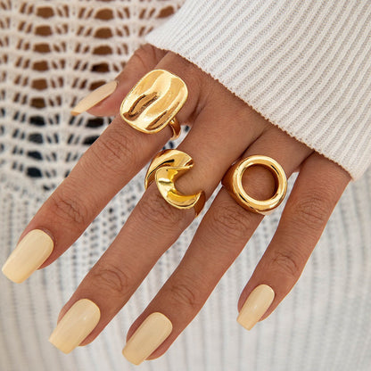 Trendy Vintage Statement Geometric Open Joint Ring Set