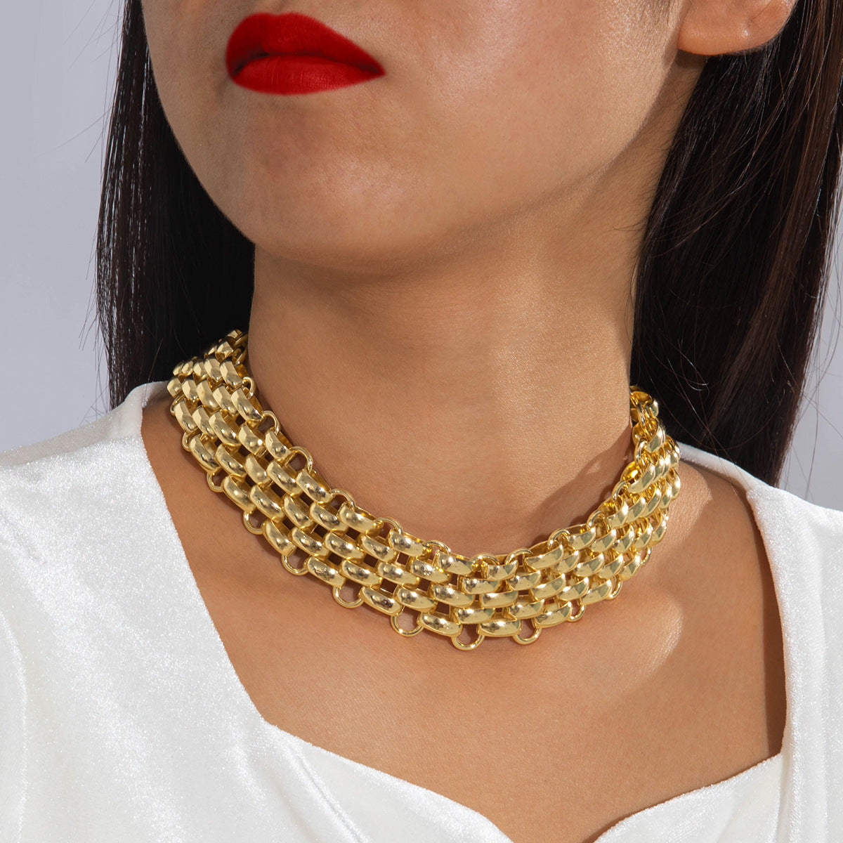 Trendy Geometric Metal Choker Necklace