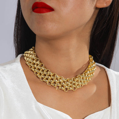 Trendy Geometric Metal Choker Necklace