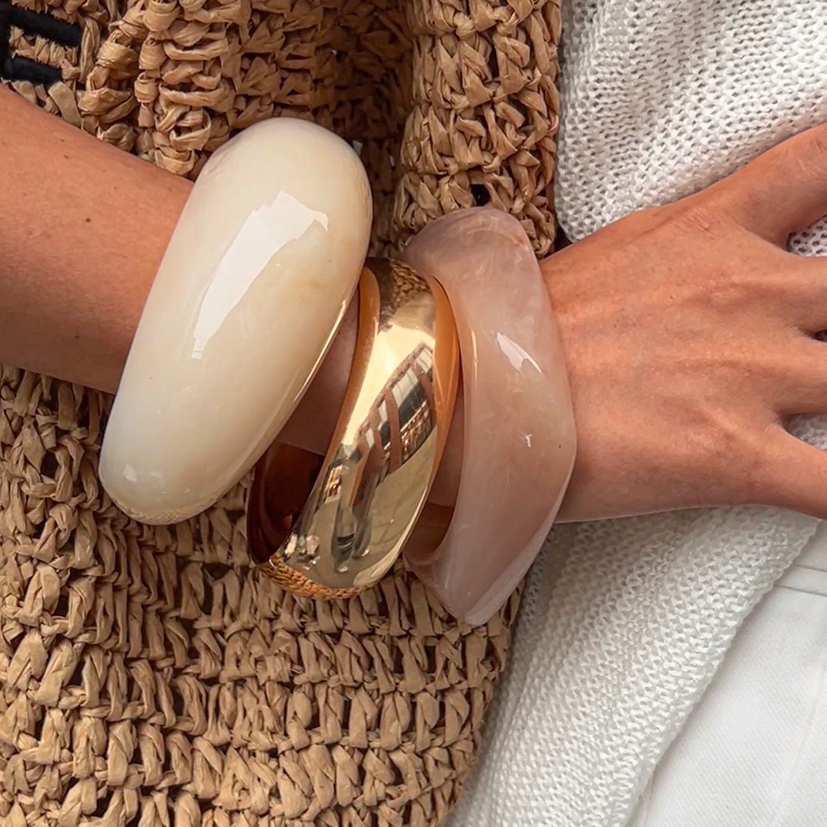 Vintage Irregular Wide Acrylic Bracelets