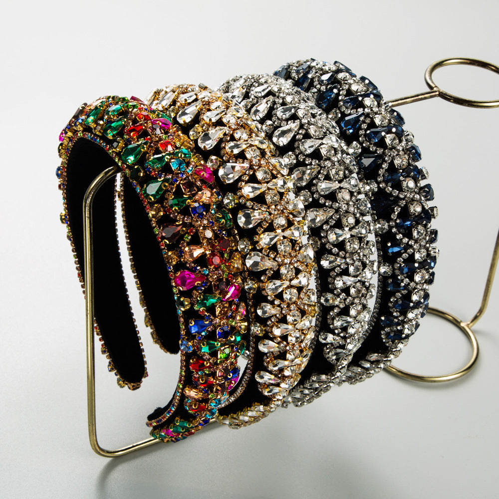 Trendy Rhinestone Wide Headband Elegant Baroque Hair Accessory