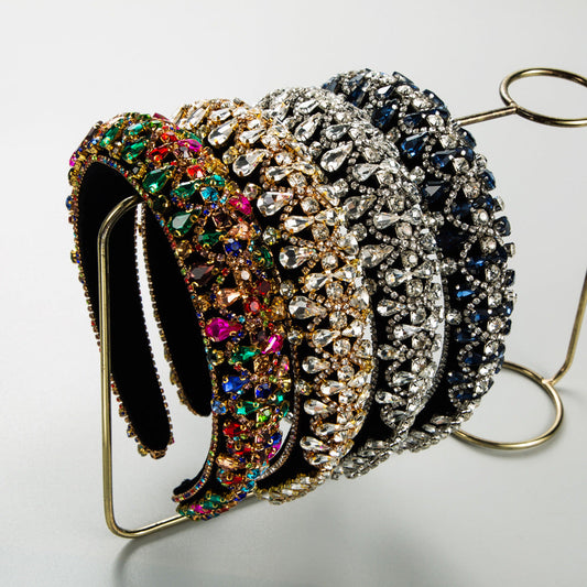 Trendy Rhinestone Wide Headband Elegant Baroque Hair Accessory
