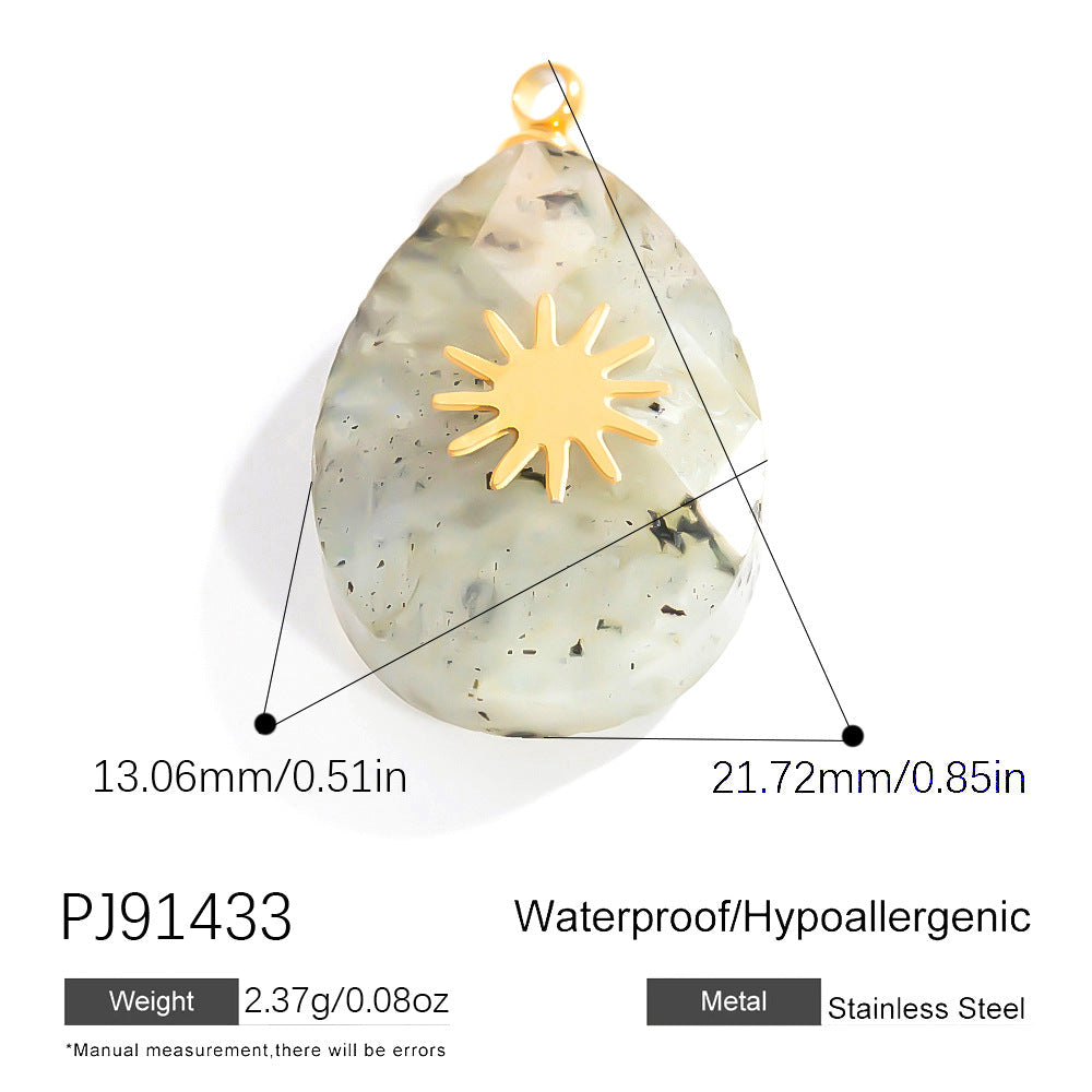 Butterfly Pendant Necklace Natural Stone Stainless Steel Jewelry