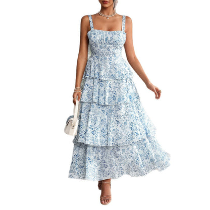 Floral Print Chiffon Maxi Dress for Women