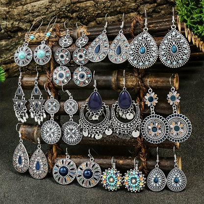 Bohemian Tassel Earrings Set Vintage Geometric Alloy Jewelry