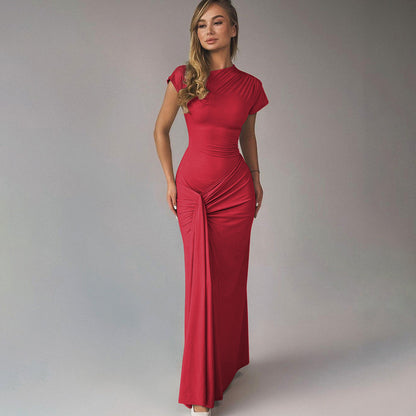 Elegant Fitted Ruffled Short Sleeve Dress