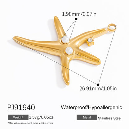 Coral Seashell Pendant 18K Gold Plated Stainless Steel Ocean Vacation Jewelry