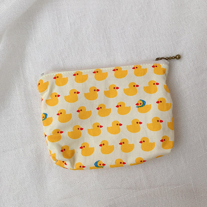 Mini Cartoon Zipper Wallet for Women Cute Floral Fabric Purse
