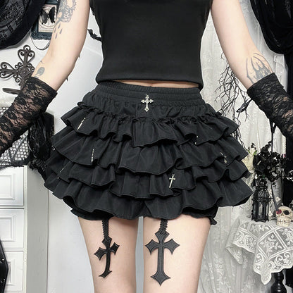 Bodycon Mini Skirt with Cross Pendant - Edgy and Sexy Style