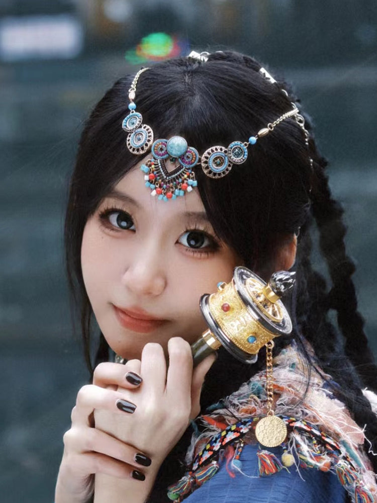 Ethnic Style Headgear, Exotic Charm Necklace, Western Tibet Eyebrow Center And Forehead Chain