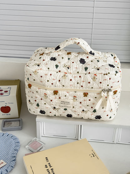 Snowman Bear Makeup Bag Cute Cartoon Print Portable Storage