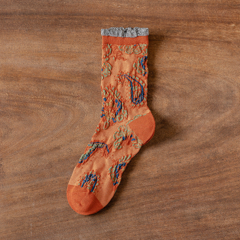Rufia - Bohemian Embossed Floral Socks