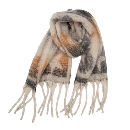 Scarvii - Winter Scarf with Star Jacquard and Tassels
