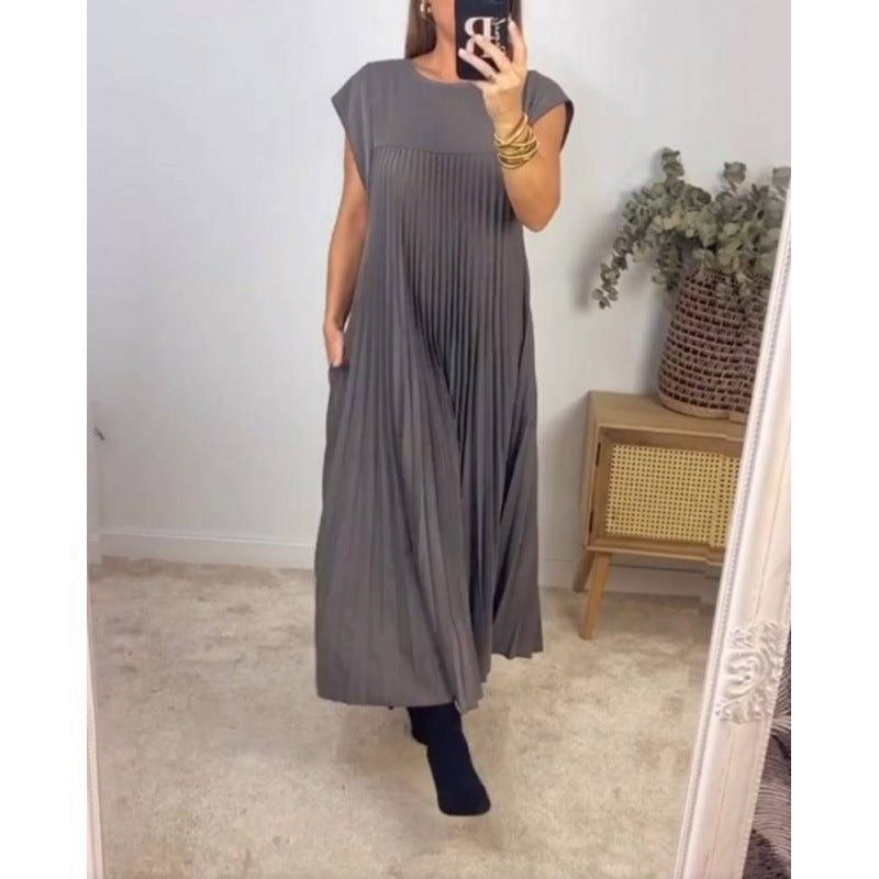 Elegant Sleeveless Pleated Maxi Dress for Women