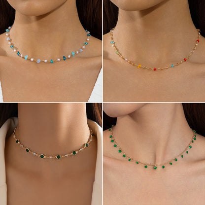 Trendy Minimalist Beaded Necklace With Resin Pendant