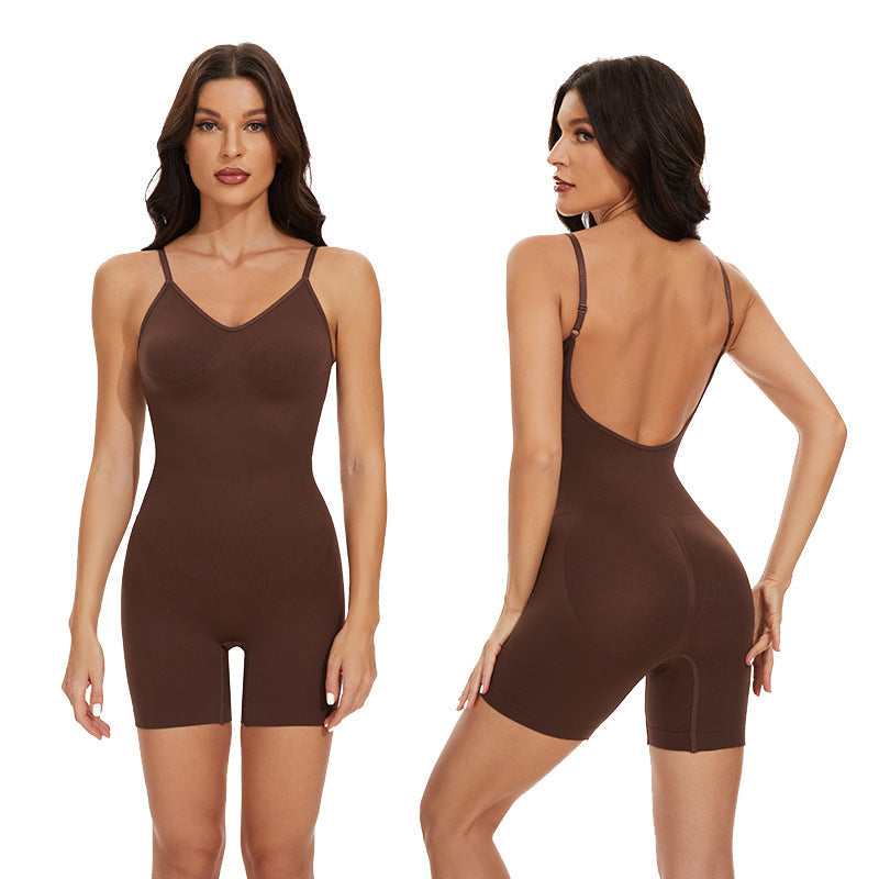 Sculpting Seamless Yoga Bodysuit With Backless Design
