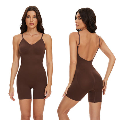 Sculpting Seamless Yoga Bodysuit With Backless Design