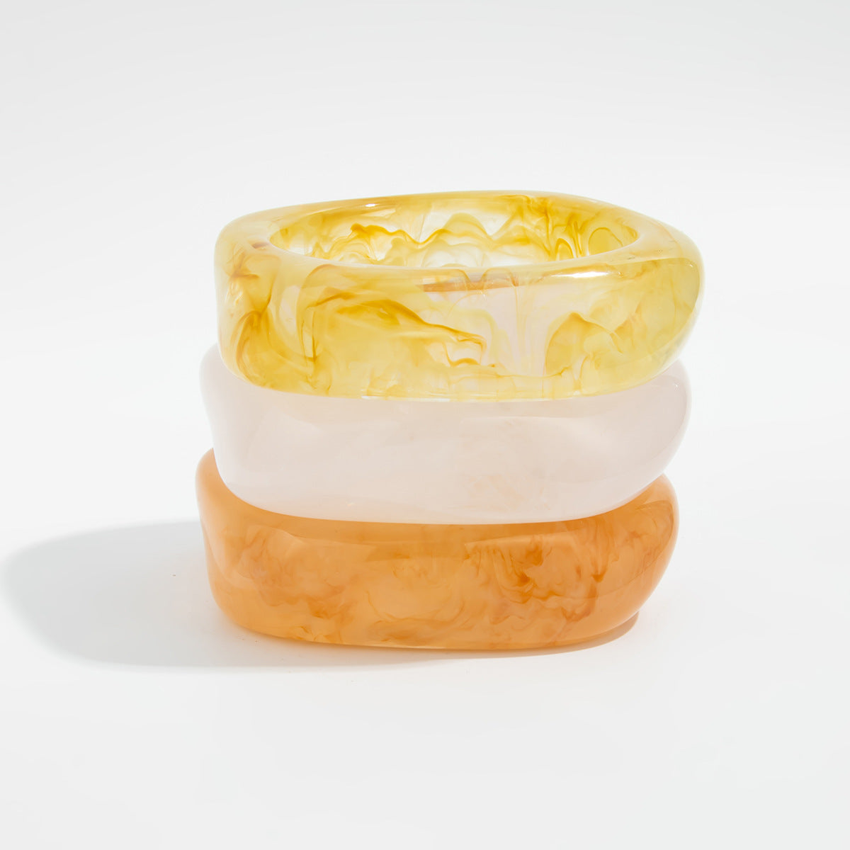 Fashionable Gradient Translucent Resin Bangle Geometric Wide Cuff Bracelet